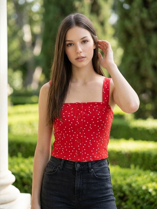 Forever 21 Tops - Forever 21 Red Top with White Star Print